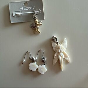 Chico's Gold Angel Cupid charm and Cream Fairy Charm Set